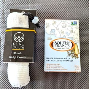 Soap mesh pouch and South of France Natural Body Soap